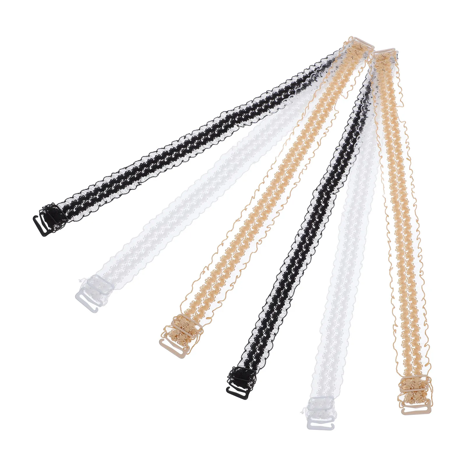 3Pairs Elegant Lace Bra Straps Replacement Elastic Non-Slip Bra Shoulder Straps Adjustable Soft Comfortable for Women
