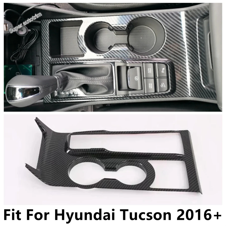 

Central Control Gear Shift Water Cup Holder Panel Cover Trim For Hyundai Tucson 2016 - 2020 Carbon Fiber Accessories Interior