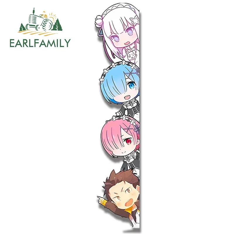 EARLFAMILY 13cm x 2.6cm Car Stickers For Rem Kawaii Peeker Cute Anime Motorcycle Windows Decal Car Accessories Creative RV JDM