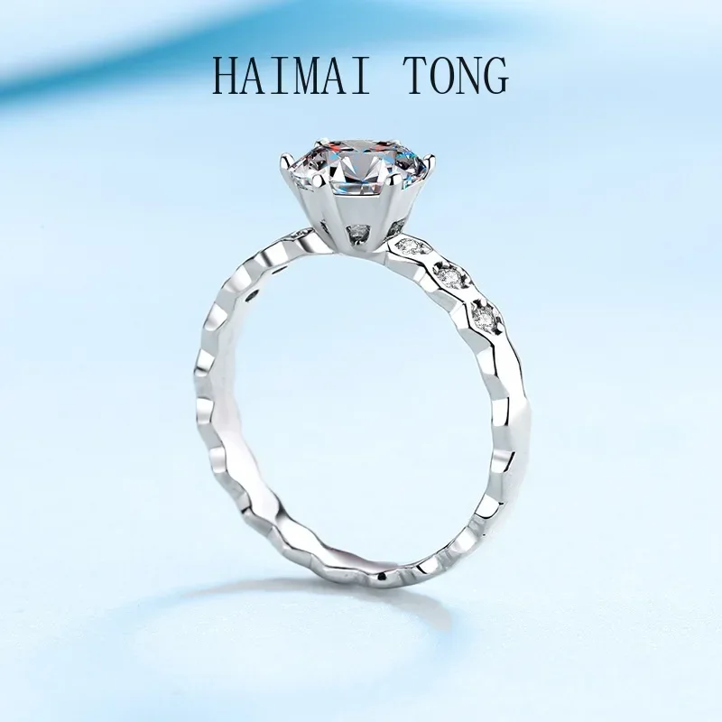 

Designer Jewelry Rhomb 18K White Gold 1Carat VVS1 D Color Moissanite Diamond Honeycomb Rings Luxury Bling Wedding Band for Women