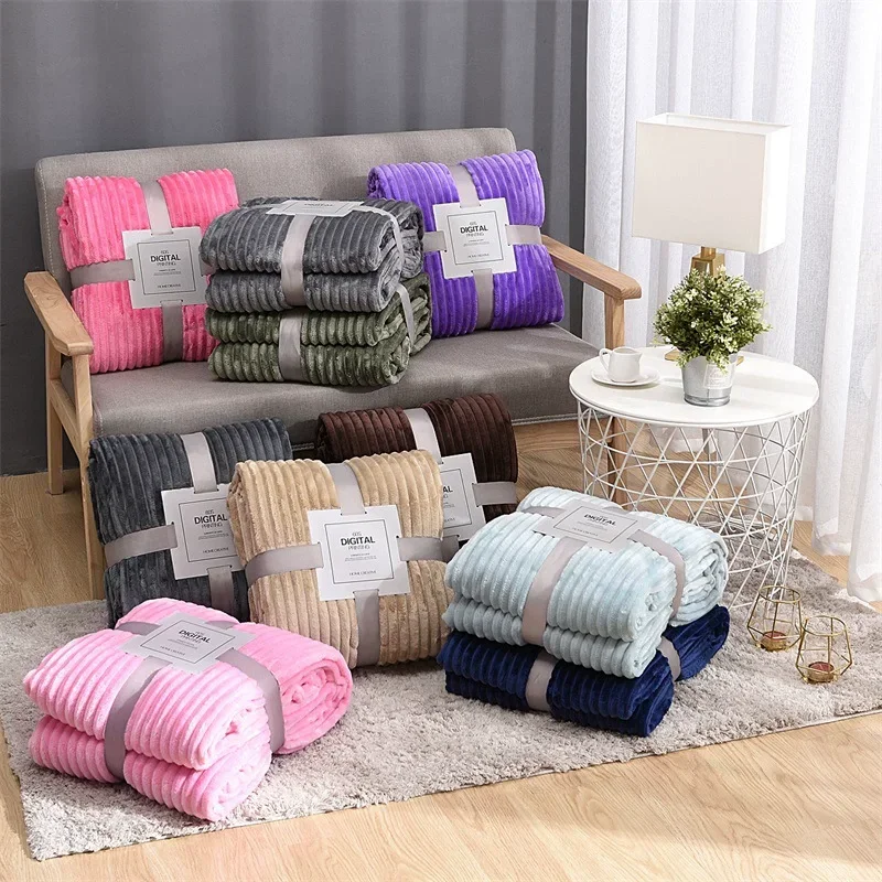 

Soft Adult Cover Coral Fleece Blanket On The Sofa Thickened Winter Bed Blanket Warm Stitch Fluffy Bedspread Plaid Sofa Bedroom