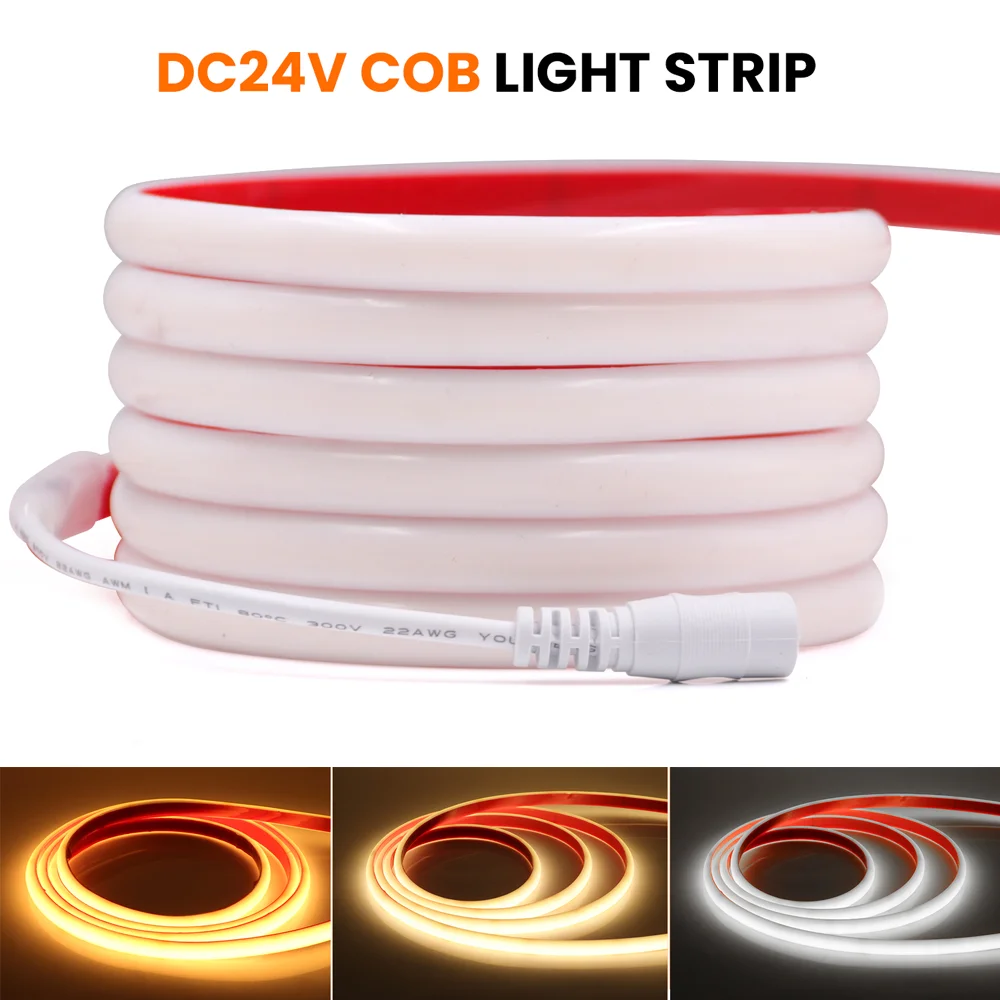 

COB Led Strip Neon Lights DC24V 320LEDs/m IP68 Waterproof Ribbon Flexible LED Tape 0.5M-10M RA90 FOB Stripe Linear Lighting