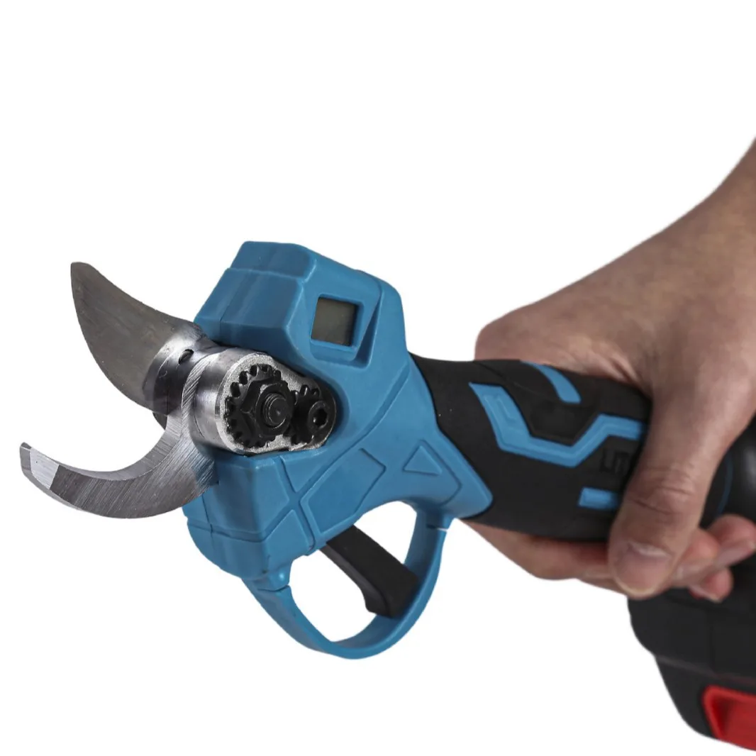 Blue Cordless Electric Pole Pruner & Tree Saw, Extension Pole High Reach Cutter with Digital Display for Orchard