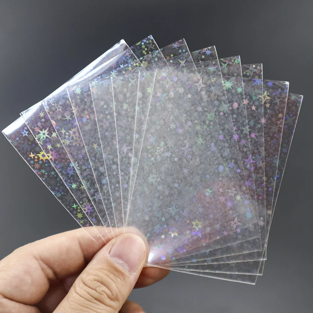 100pcs/Lot Little Star Laser Flashing Card Sleeves for YGO Trading Shield Magic Card Protector Holographic Foil Protective Cover