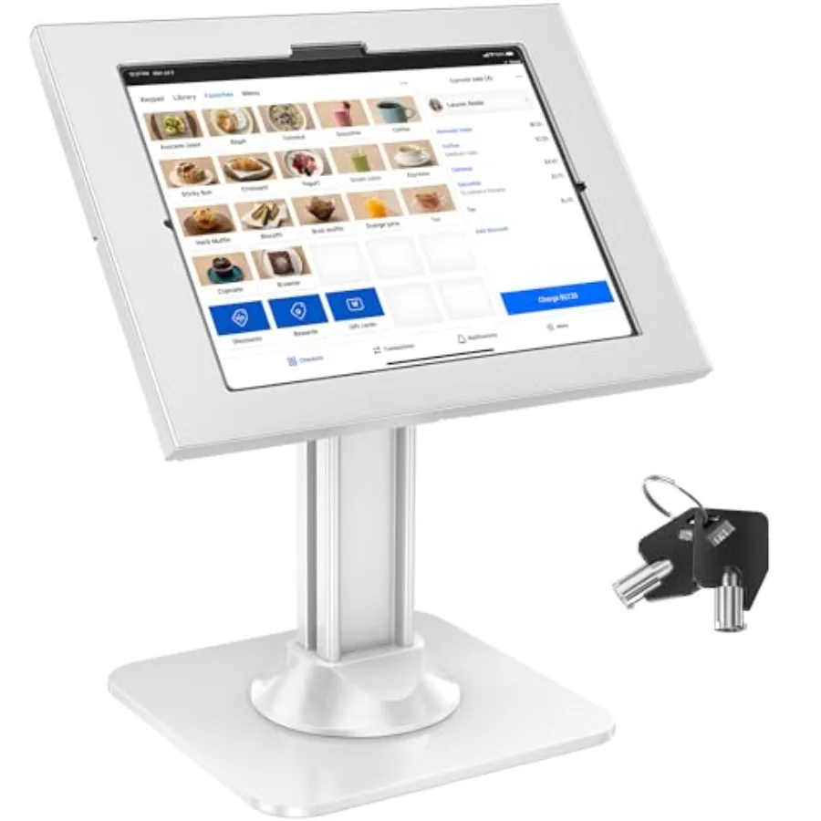 

Противоугонная подставка-киоск для iPad с креплением для POS-систем и поворотом на 360° ° Поворотный механизм и 75 ° Наклонный прочный настольный держатель для планшетов для розничной торговли