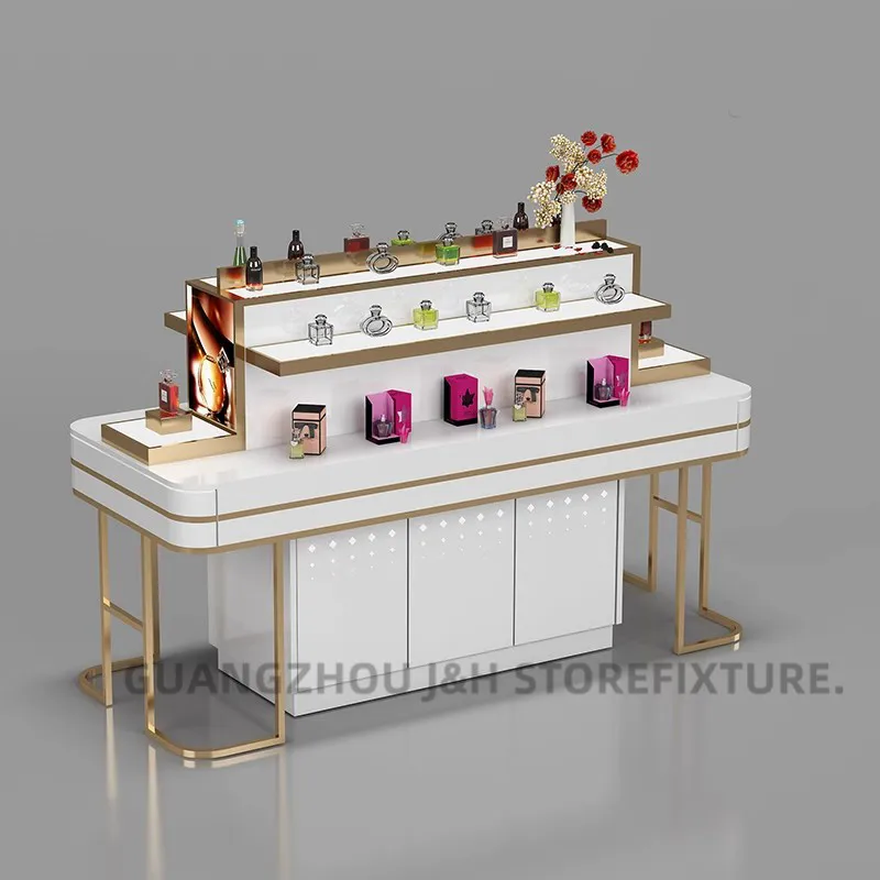 New Custom Design Cosmetic Retail Counter Makeup Shop Indoor Display Furniture Cosmetic Display Cabinet