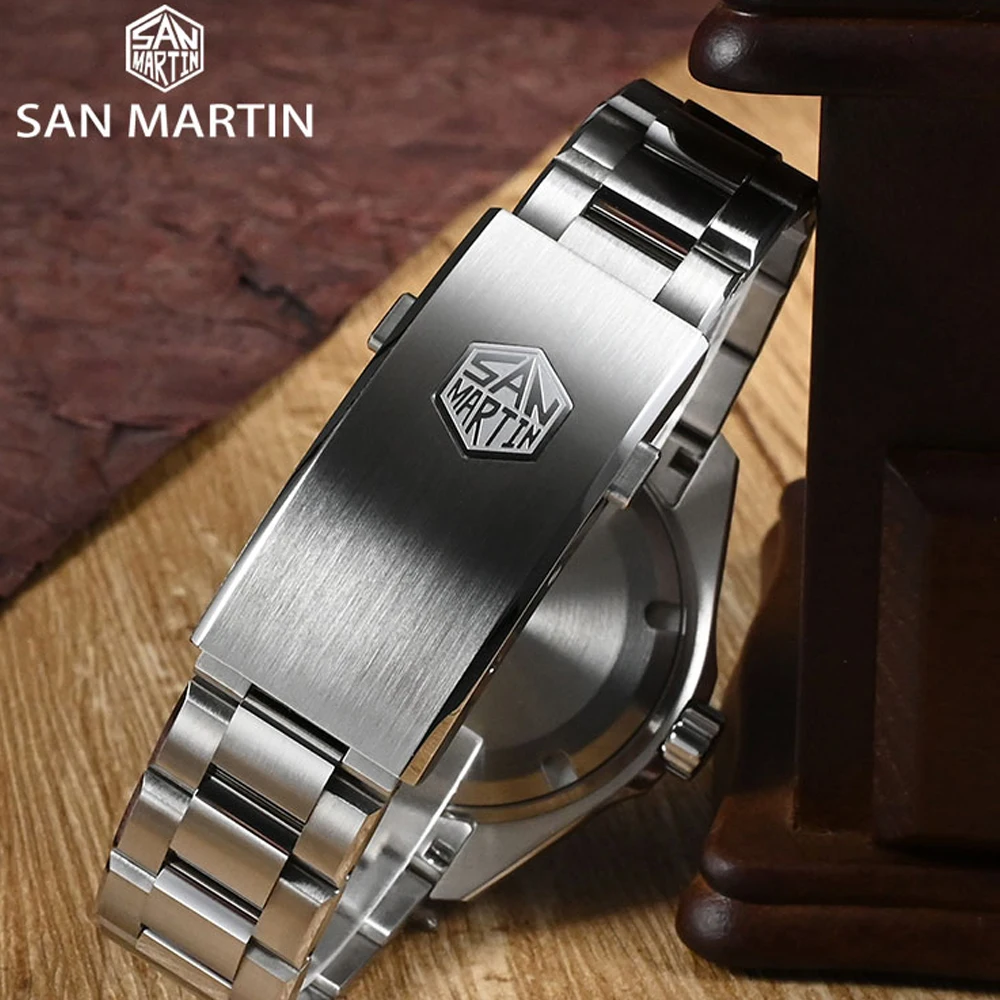 San Martin Helium Device Diving Watch for en NH35 Automatic Mechanical Vintage Watches Gradient Dial Waterproof 300m Wristwatch