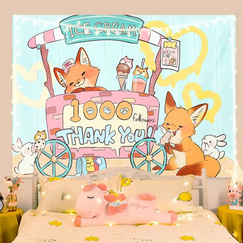 38-дизайн! Плюшевый фон с изображением лисы, ступенчатый макияж, идеально подходит для: прямых трансляций, домашнего декора,