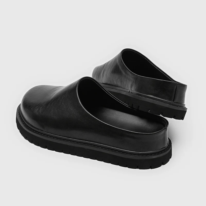 New Men Müller Shoes Black Retro Casual One-piece Casual Shoes for Lazy Commuting New Outdoor Men Slippers Sizes 38-46