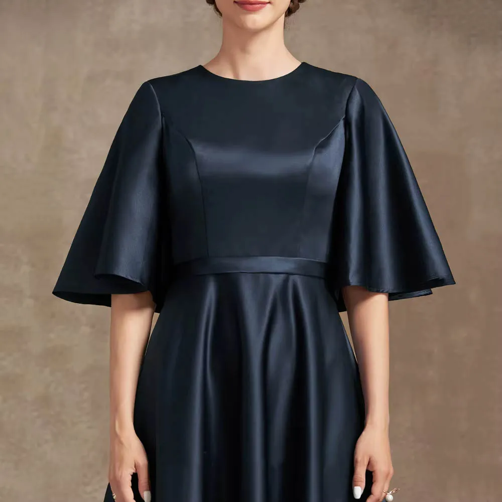 맞춤형 우아한 신부 어머니 드레스 A라인 O넥 웨딩 파티 가운 공식 행사 티길이 웨딩 파티 드레스