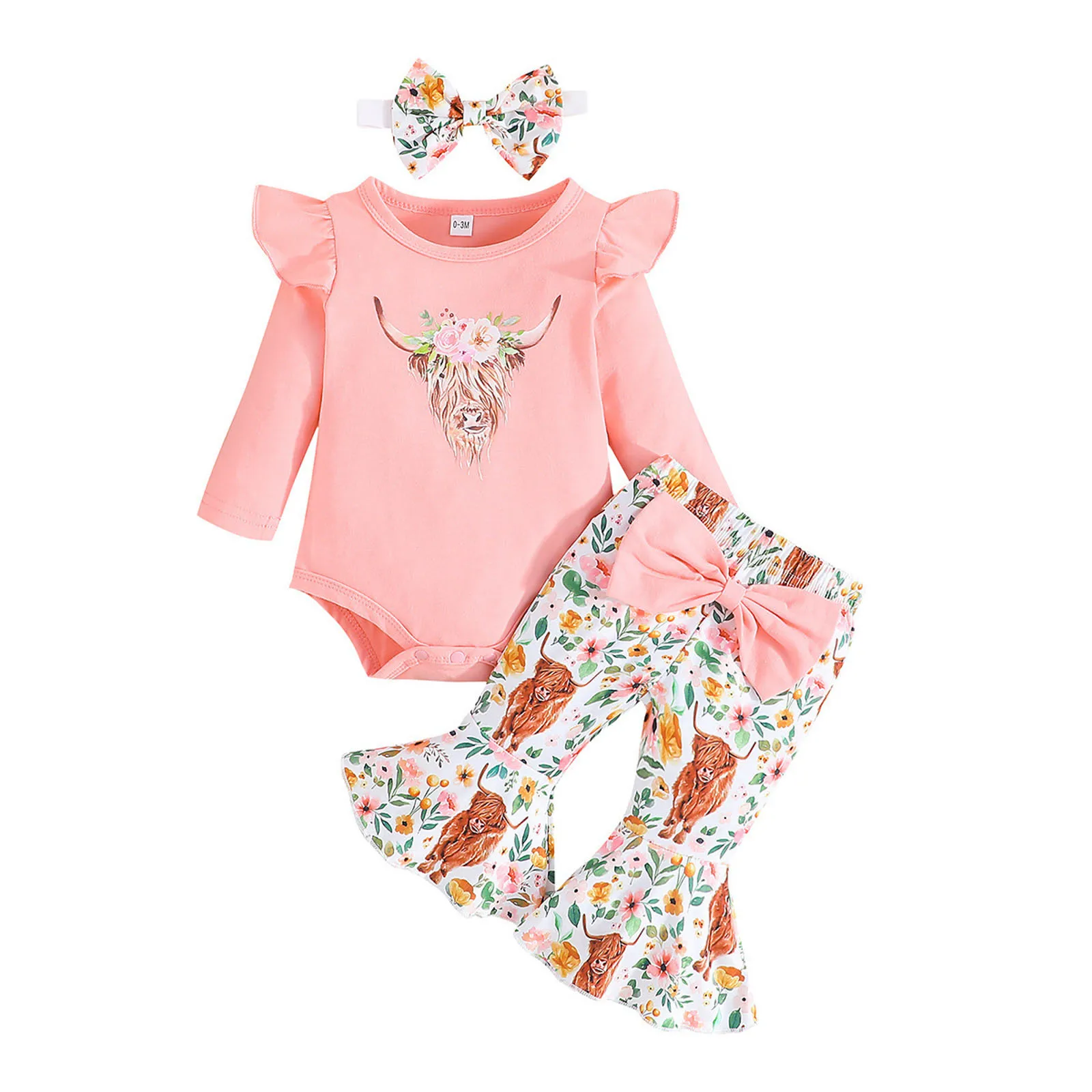 

Long Sleeved Dance Leotards for Girls Fashion Casual Baby Girl Cow Head Print Long Sleeve Romper Baby Girl Jumpsuit Bodysuit