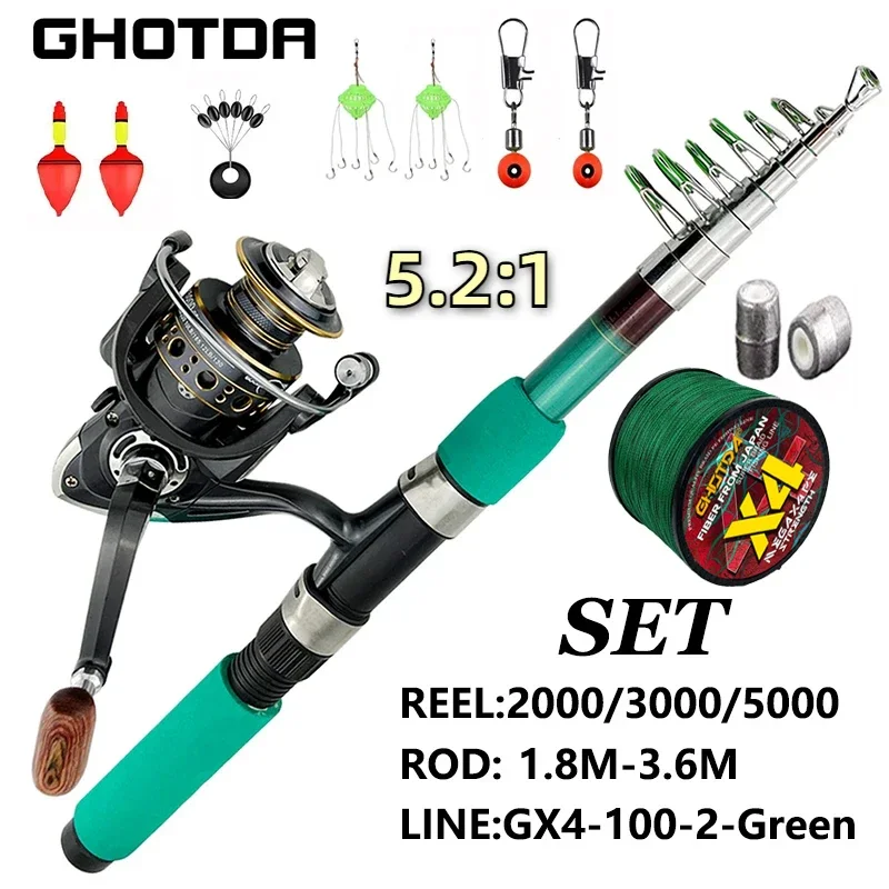 

Портативная катушка для морской рыбалки полный комплект 1,8-3,6 м телескопическая удочка и катушка серии BK2000-5000 с крючком и леской рыболовные снасти Pesca