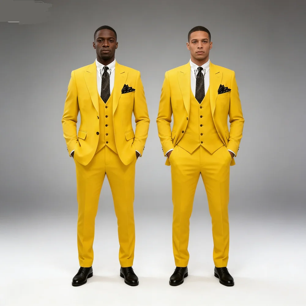 

3-х предметный приталенный смокинг цвета хаки, мужской костюм с пиковыми лацканами, формальный пиджак для свадьбы, танцевальной вечеринки + комплект жилета для мужчин