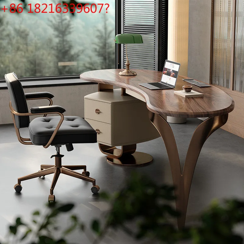 

Светлый роскошный современный письменный стол из цельного дерева ореха, скандинавский дизайнерский большой китайский стол