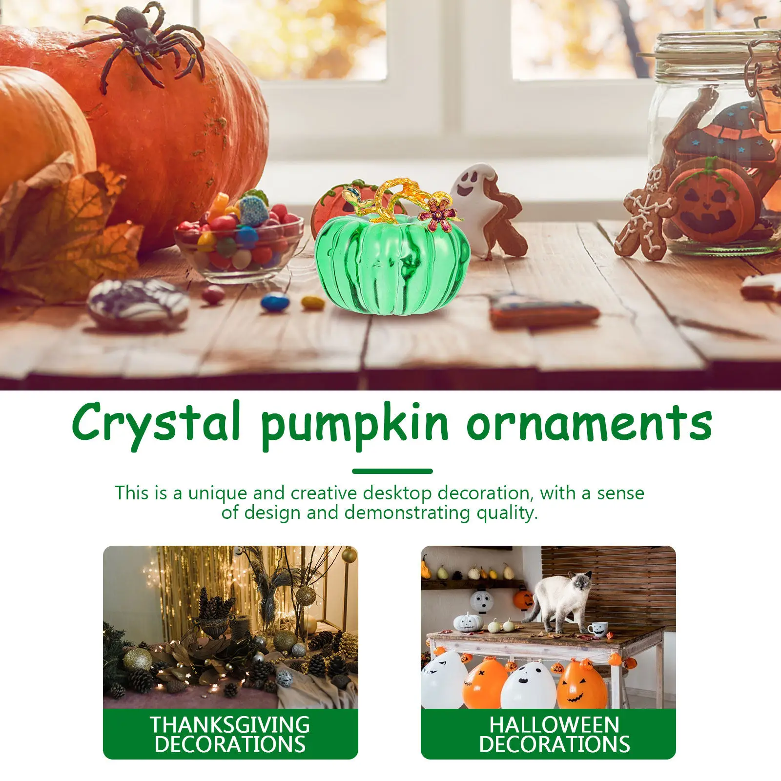 Tabletop Glass Pumpkin Decor Realistic Shape Fine Workmanship Design Home Office Living Room Desktop Adornment