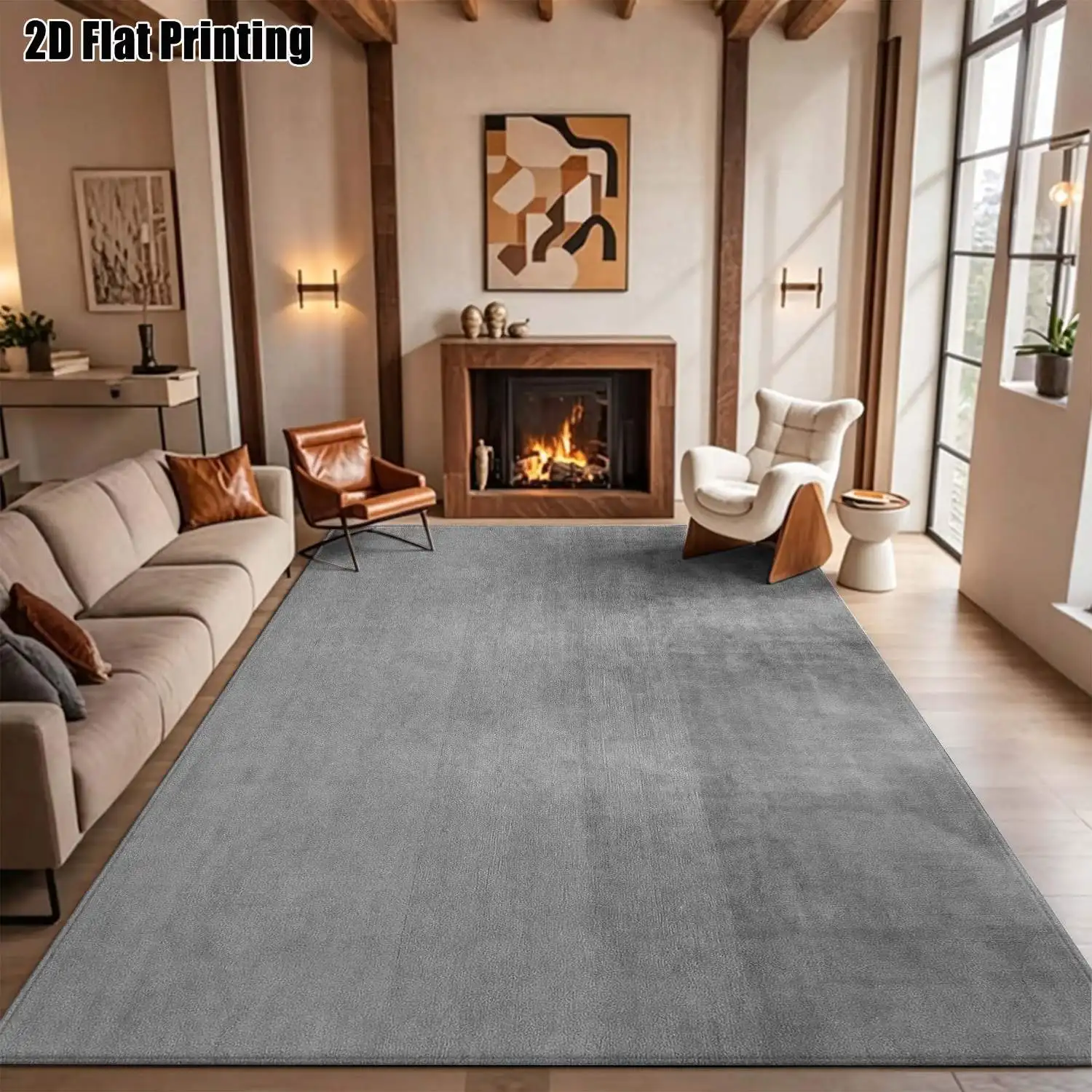 1Pc 2D Printed Light Gray Solid-Color Nordic Modern Simple Geometric Striped Instagram-Style Carpet, Multi-Size Machine Washable Floor Mat for Home Entrance, Dining Room, Foyer, Bedroom, Living Room Decoration