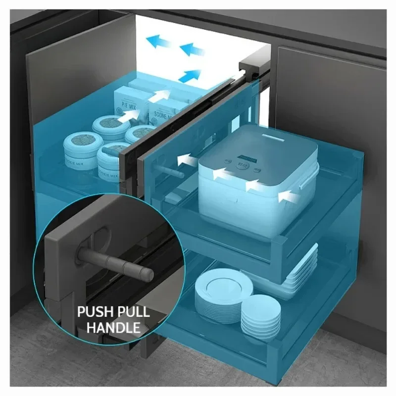 Basket Kitchen Cabinet Pull Out the Little Monster Tempered Glass Drawer Storage Rack All Corners of The Cabinet