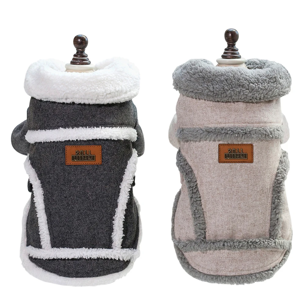 معطف دافئ للكلاب، ياقة من الفرو الناعم، معاطف وسترة للكلاب، ملابس شتوية للحيوانات الأليفة، أزياء للكلاب الصغيرة والمتوسطة والقطط #2