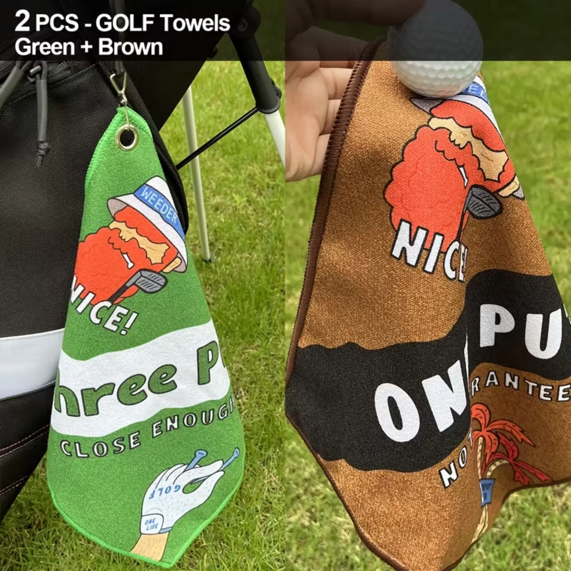 New Style Premium Golf Towel, 2-In-1 Golf Towel, Golf Additions, Super Absorbent And Quick-Dry for Quick Cleaning