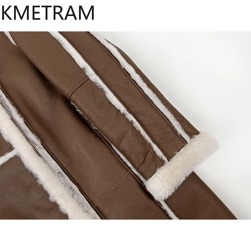 Двусторонняя меховая куртка из натуральной овчины, женская роскошная зимняя теплая длинная шуба из натурального меха, женская одежда 2025 шуба женская