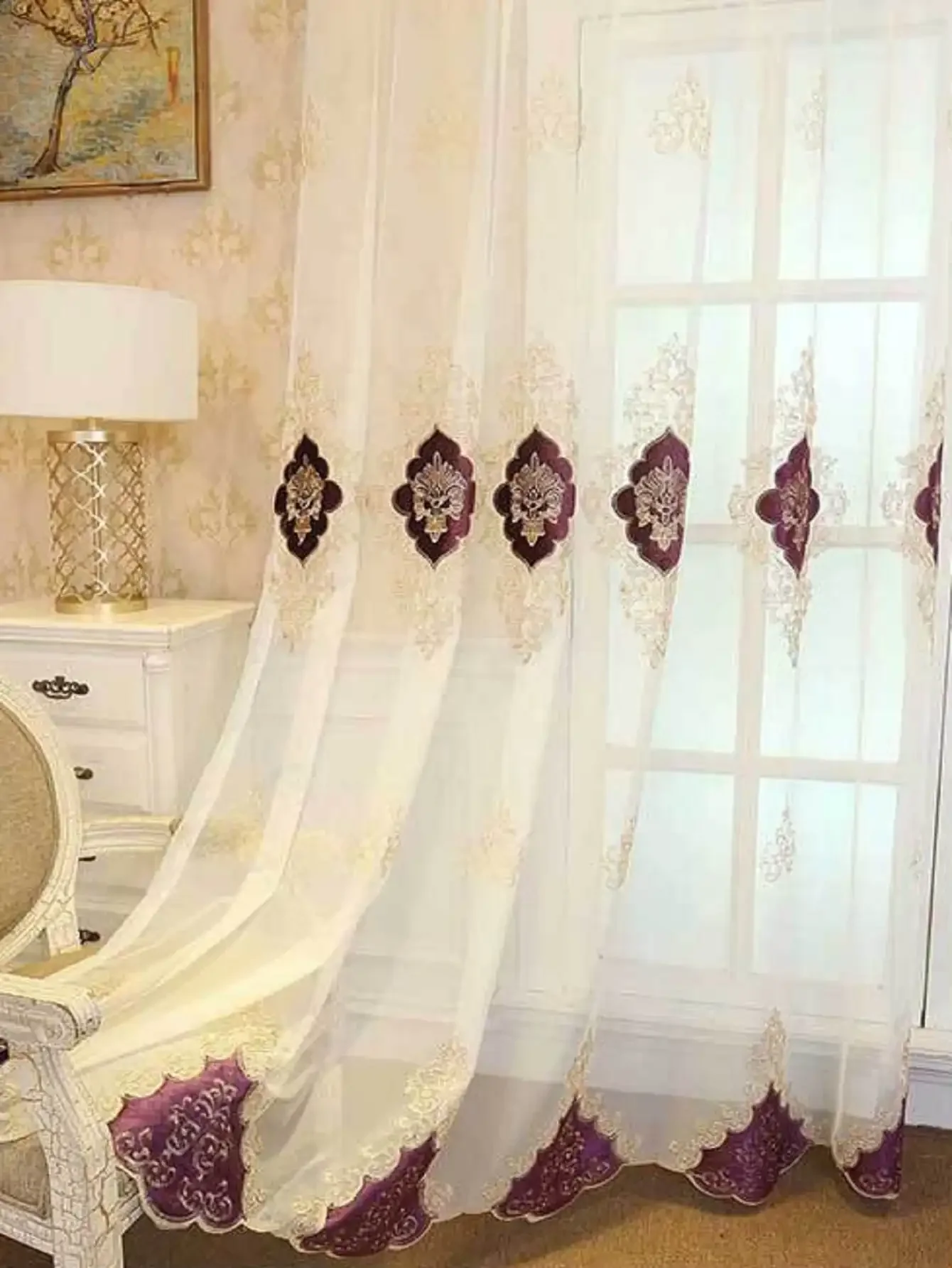 1 Piece European Retro Exquisite Luxury Embroidered Curtain Curtains for Living Dining Room Bedroom