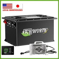 Batteria al litio per carrello da Golf 48V 105Ah, BMS intelligente 200A integrato con caricabatterie Touch Monitor 20A, 6000 + cicli, per carrelli da Golf, solare, Atv