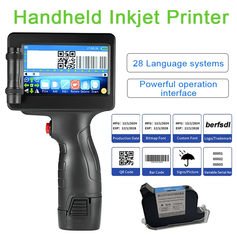 

12,7 мм портативный мини-умный ручной струйный принтер, номер даты, дата истечения срока годности, логотип QR-бар, код партии, дата истечения срока годности, принтер этикеток
