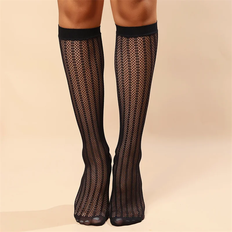 3 زوج مثير جوارب شبكية الجوف خارج امرأة الجوارب شفافة جوارب طويلة إلى الركب القوطية لوليتا اليابانية منتصف أنبوب الإناث الجوارب