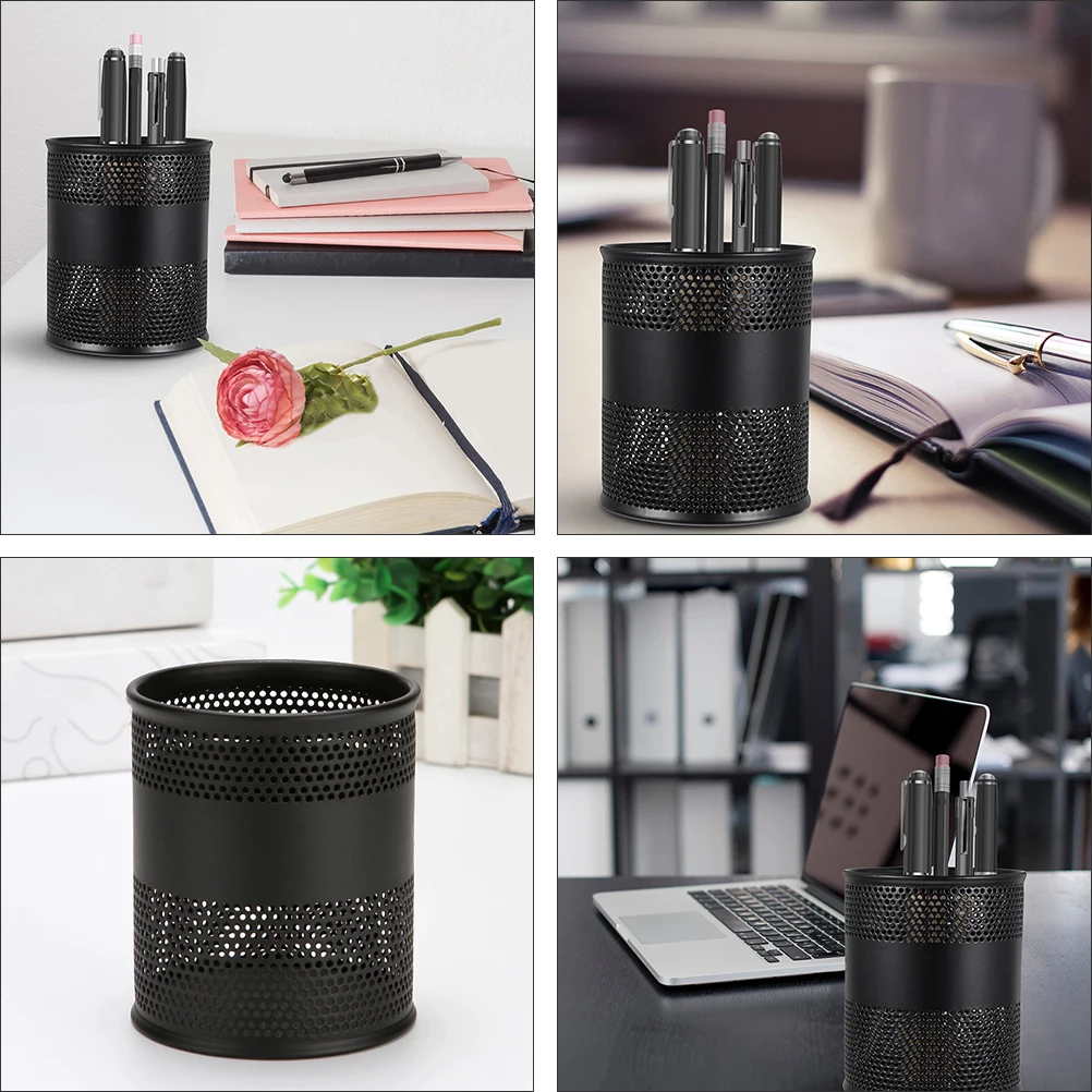 

1Pcs Iron Round Pen Holder Antirust Wearresistant Home Office Desk Organizer Unique Delicate Mesh Design Longlasting