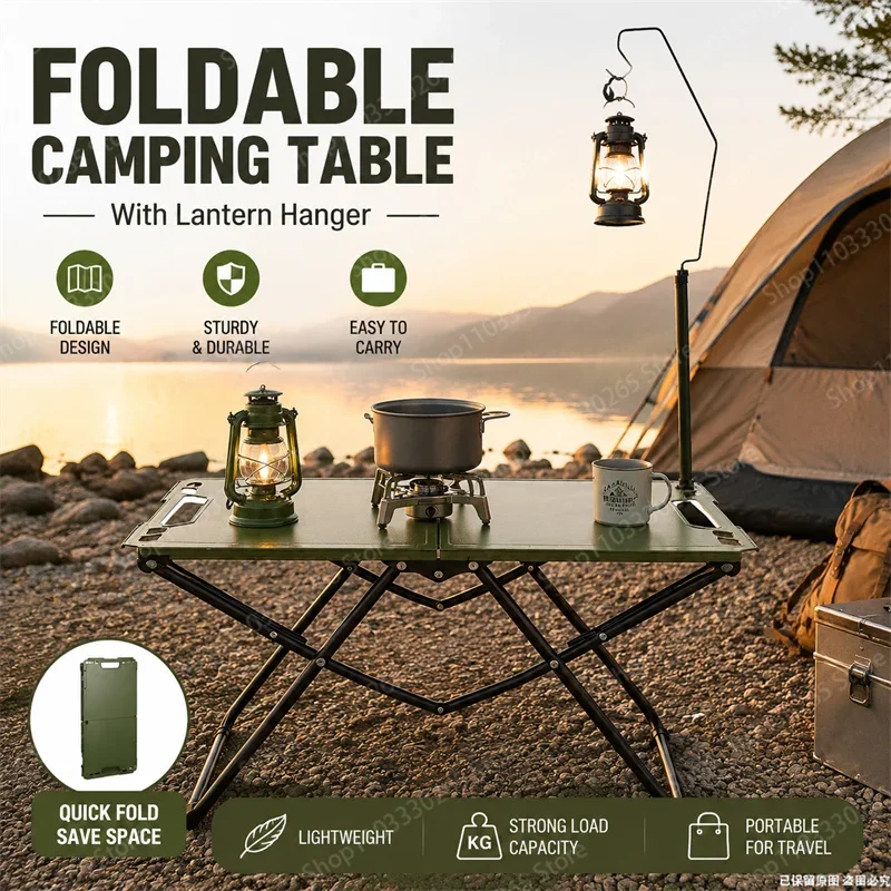 Durable and lightweight picnic table, space saving folding table, suitable for camping, hiking, and traveling