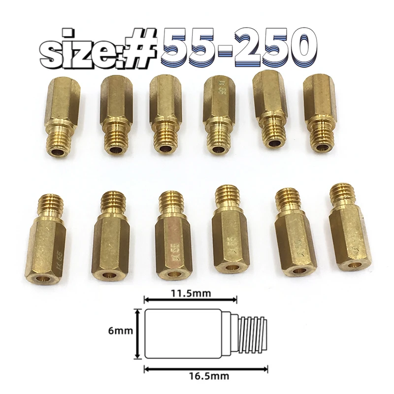 Pack of 12 Pieces Main Jet 5mmx0.8 Thread For Keihin FCR OKO KOSO PE PWK Carburetor Hexagon Motorcycle Main injector nozzle