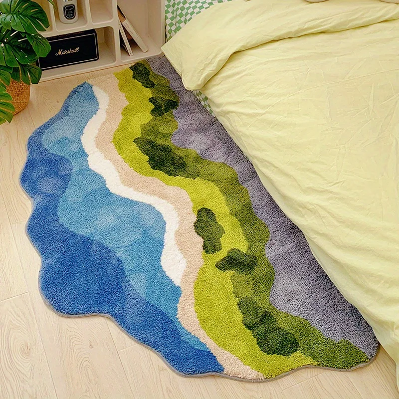 

Ковер VIKAMA с градиентным волнообразным узором, мягкий, приятный для кожи, декоративный ковер для спальни, прикроватных тумбочек и гостиных, украшение для дома