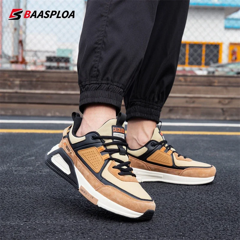 Baasploa Fashion Walking Shoes For Men 2024 Casual Men's Designer Leather Lightweight Sneakers Male Outdoor Sports Running Shoes