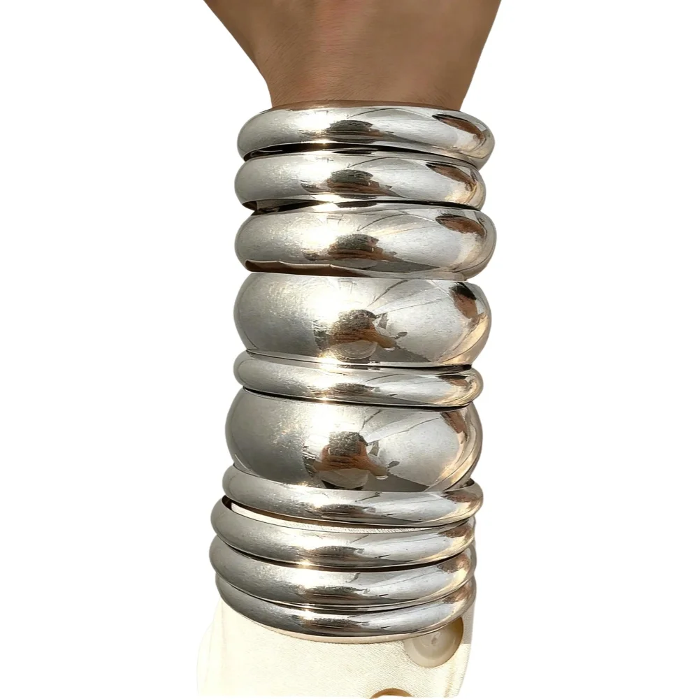10/6-teiliges Vintage Luxus-Armreif-Set mit schlichtem, glattem Design aus Metall für Damen – Trendiger Schmuck für Feiertage, Alltag und Partys, ideal als Geschenk