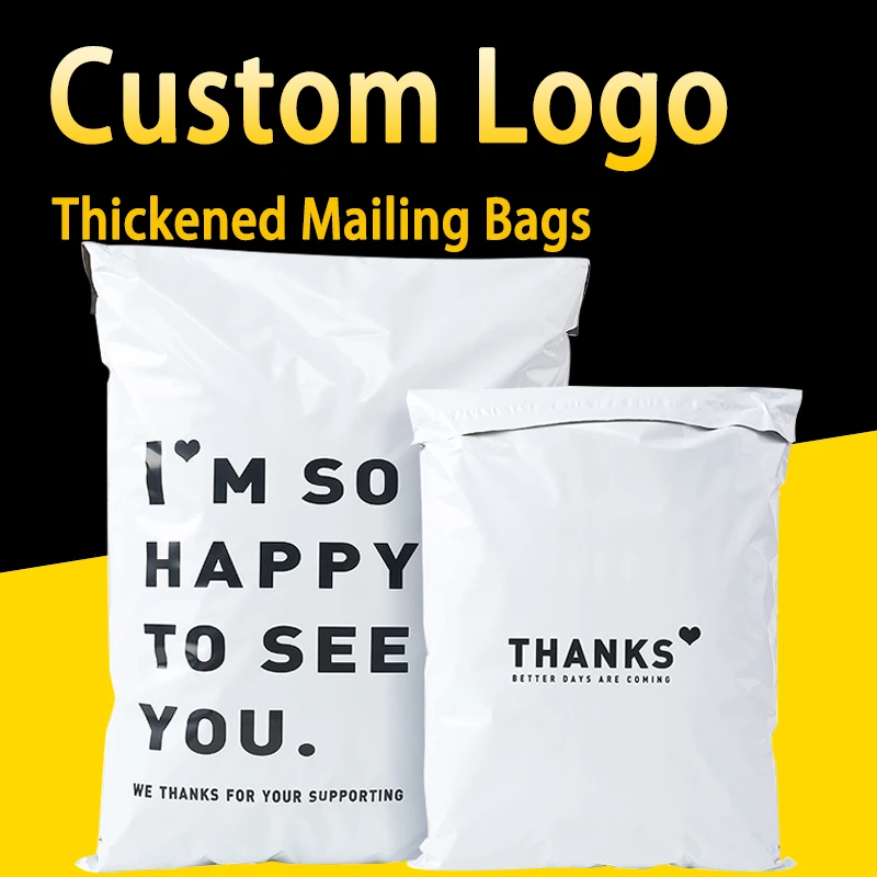 

Mailing Bags Pack Products Courier Envelope Custom Packaging Poly Mailer Shipping Set Sending Thank You I'm So Happy To See You