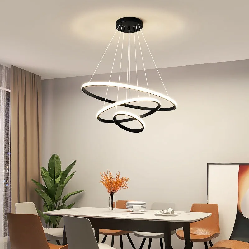 

Modern Led Chandelier Light Balck/Grey/Golden Color Lamp For Living Room Bedroom Dining Room Kitchen Indoor Chandelier