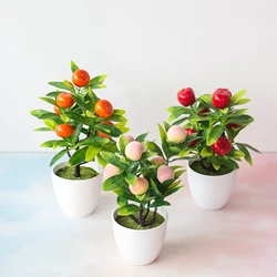 Artificial Plant Bonsai Orange Fruit Tree Window Sill Decoration Plastic Garden Fake Plant Potted Home Decoration