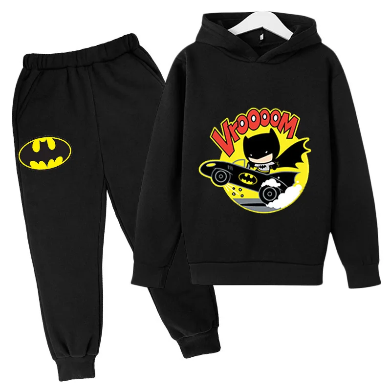

Marvel Batman cartoon children's hooded sweatshirt suit boys girls fall and winter casual warm sweatshirt + pants two-piece set