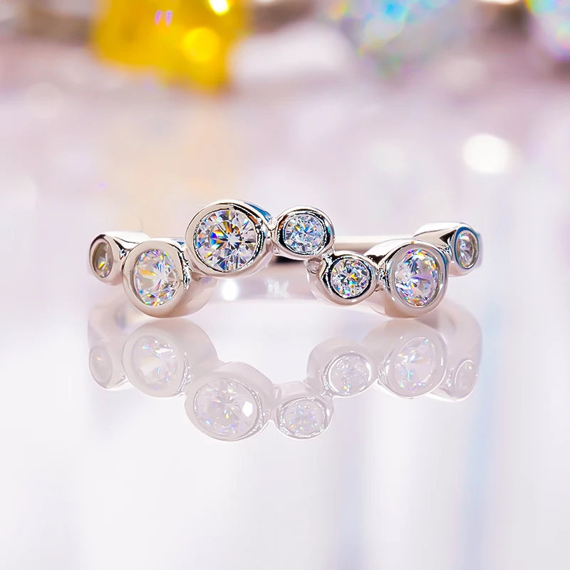 FENTTECI New Trendy Moissanite Diamond Ring Pt950 Platinum Irregular Ring for Women Engagement Wedding Party Fine Jewelry