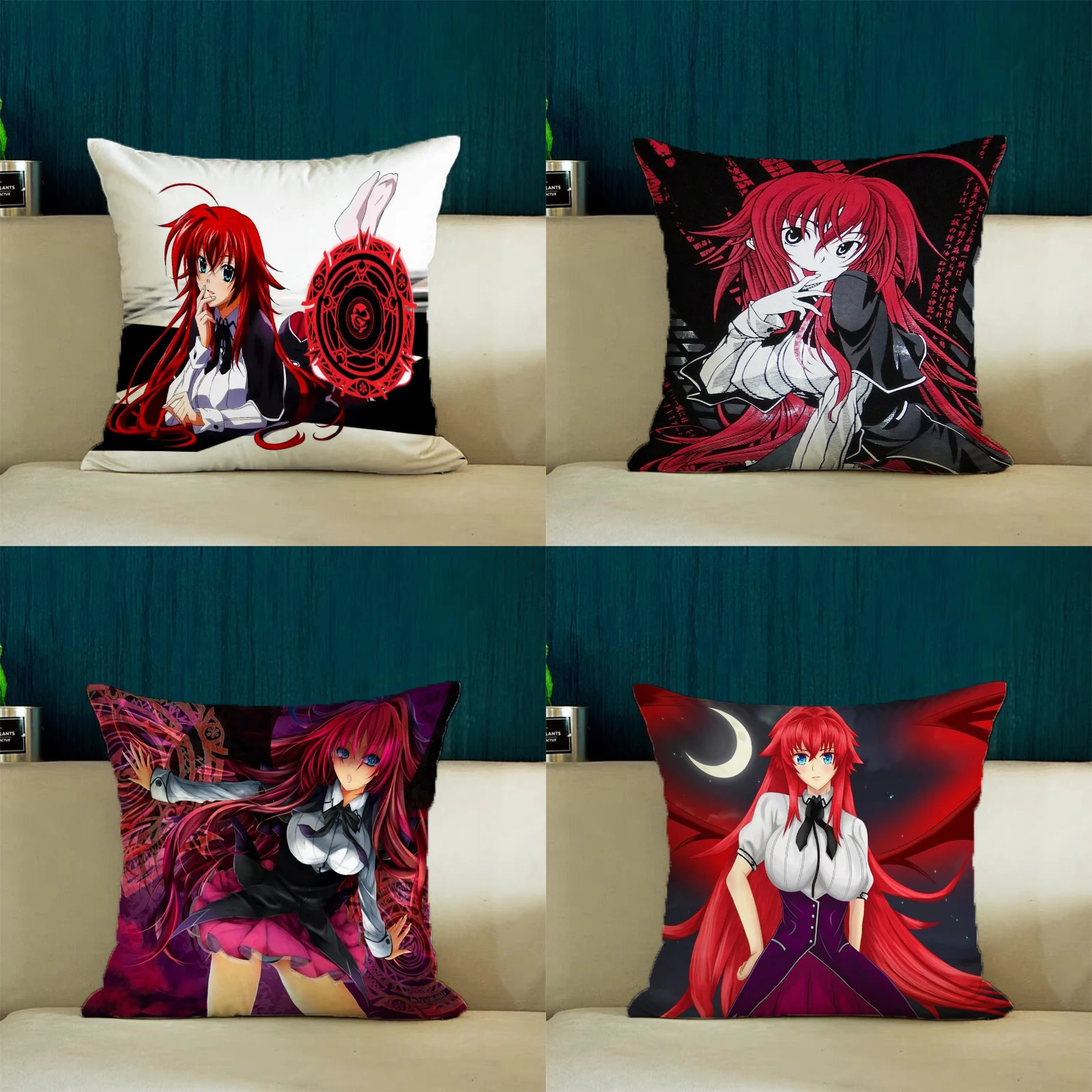 Bed Pillowcases for Pillows 45x45 Cushions Covers H-High School DxD Rias Gremory Decorative Pillowcase 40x40 Pillow Cover 45x45