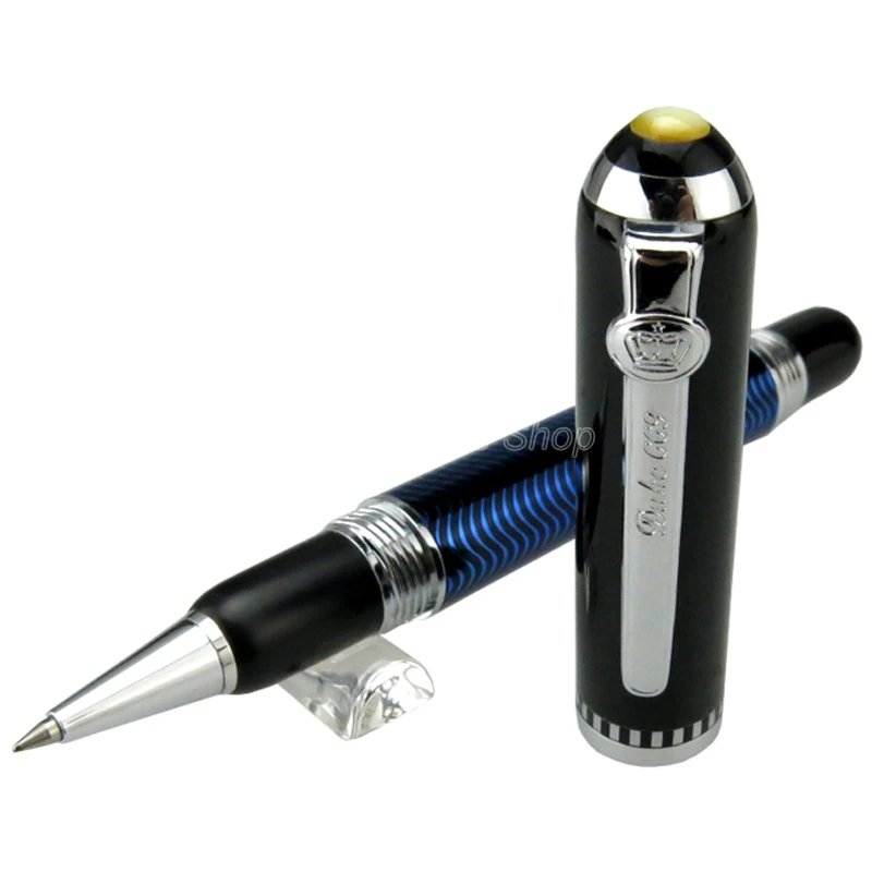 Duke Blue & Silver Carbon Fiber Metal Roller Ball Pen Professional Writing Pen DRP014