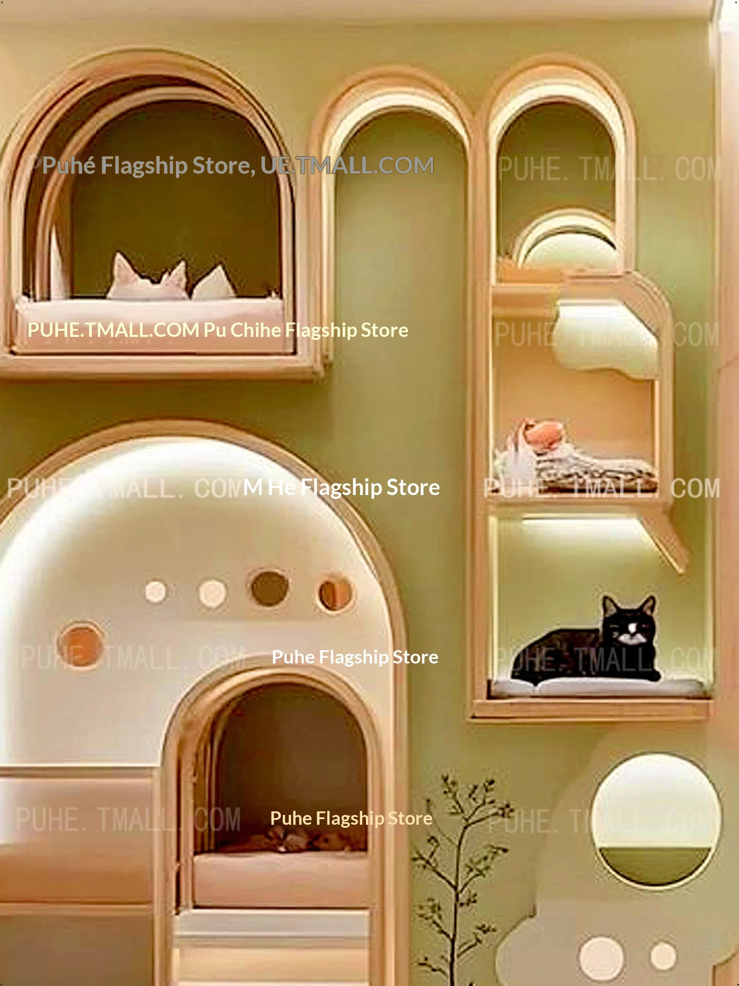 Creative Cat House Villa Wood Climbing Frame Double-layer Children's Secret Base Pet Sleeping Nest Bed With Storage Loft Bed