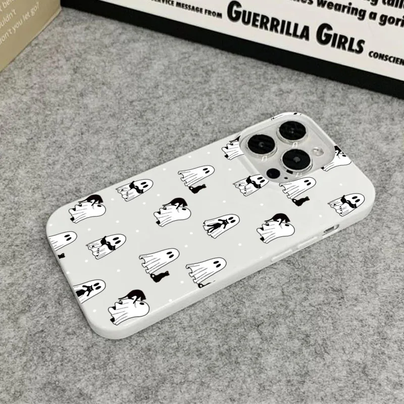 Чехол для телефона Cute & Spooky Ghost Cat для iPhone 17 16 15 14 11 12 13 Pro Max 17 Air 13 1 X XR XS Max 7 8 Plus 16E Противоударный чехол