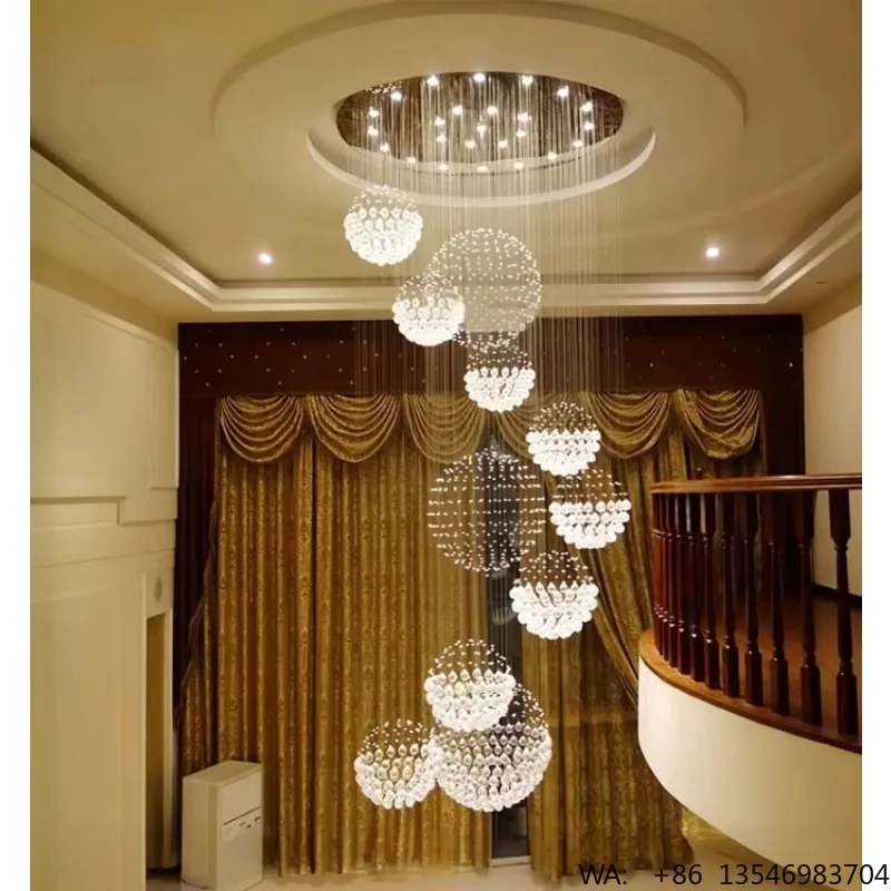Luxury Long Hanging Silver Customize GU10  Crystal Chandelier Ceiling Light