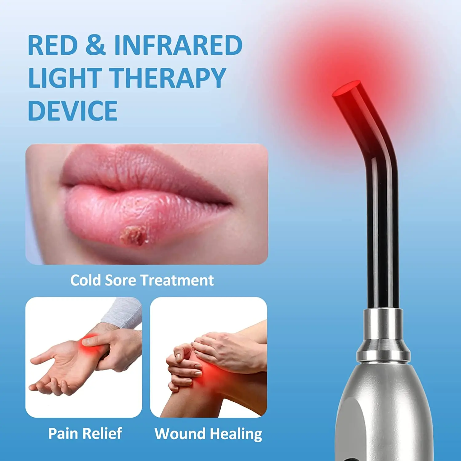 

Infrared Red Light Therapy Device Cold Sore Canker Sore Blue LED Treatment Pain Relief for Mouth Nose Ear Knee Feet Joint Muscle