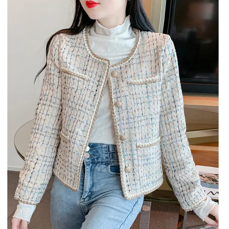 

Chic ort Coat Jaet Women's 2025 Autumn Faion New Arrival High End Tweed Top Sweet Sle Straight Cut Long Sve round ...