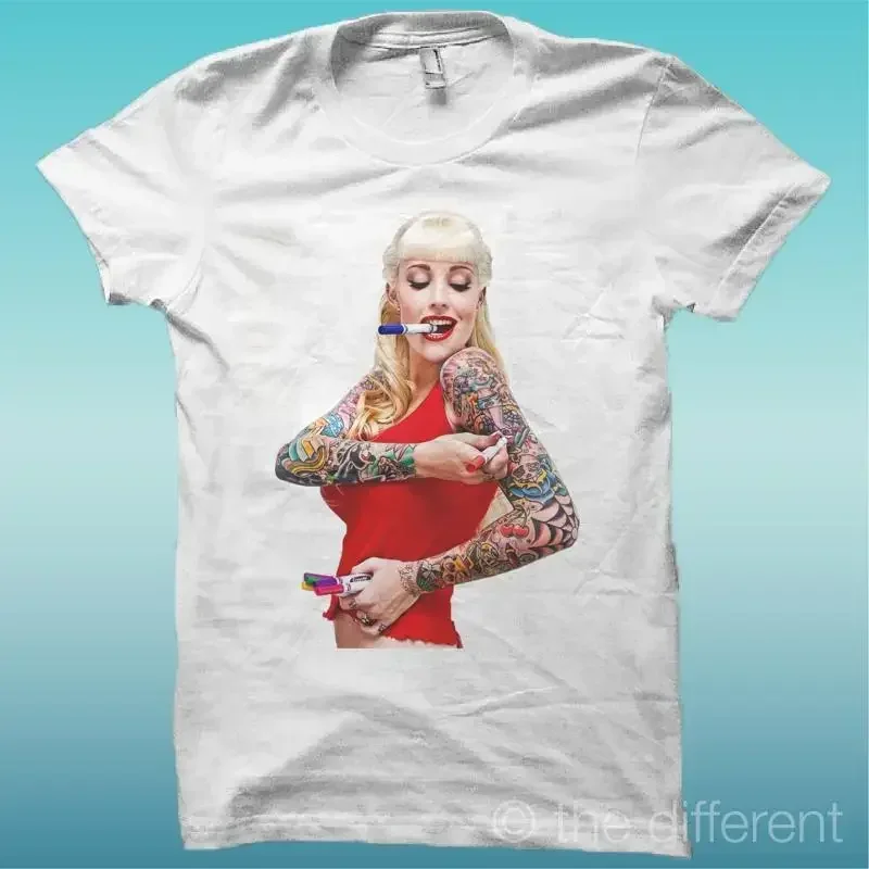 T shirt Homme Fille Tatouage Blanc The Happiness Is Have My Neuf