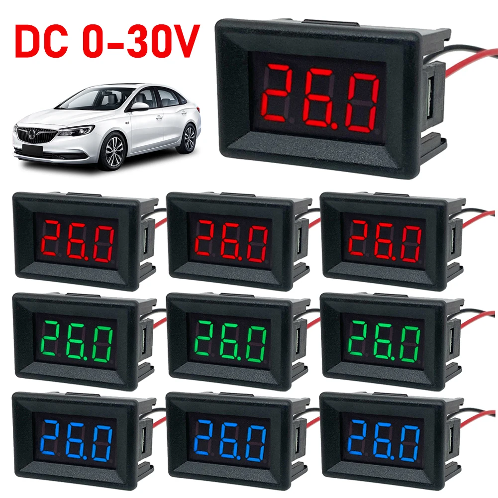 DC0-30V มิเตอร์วัดกระแสไฟ2สายดิจิตอล LED โมดูลแสดงผลขนาดเล็ก0.36นิ้วโวลต์มิเตอร์ LED ดิจิตอลสำหรับเครื่องมือมอเตอร์รถยนต์รถยนต์