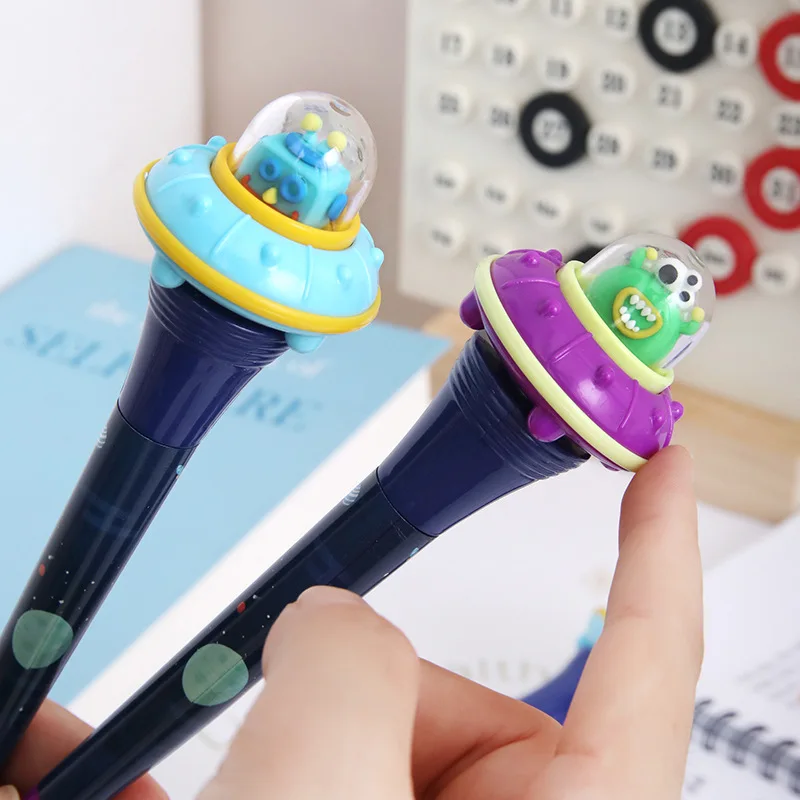 Creative Flying Disc Rotating Pen Funny Spaceship Cosmic Stress Relief Spinning Neutral Pen Children Student Stationery Supplies