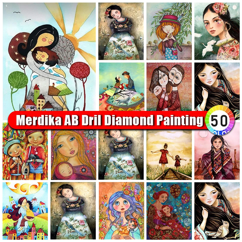 

Merdika Zipper Bag AB Diamond Painting Girl Art Picture Full Diamond Embroidery Cartoon DIY Cross Stitch Mosaic Set Home Decor